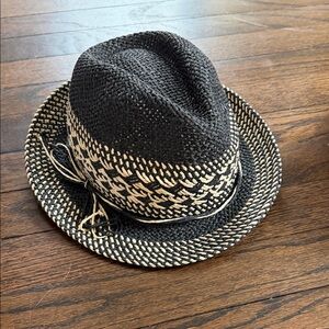 Bonpoint - Black & Cream, Chapeau Garçon Woven Fedora Hat